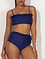 economico Bikini-Per donna Essenziale Blu A fascia Slip Vita alta Tankini Costumi da bagno Costume da bagno - Tinta unita Con balze S M L Blu