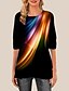cheap Tops &amp; Blouses-Women&#039;s T shirt Geometric Long Sleeve Round Neck Tops Black Blushing Pink Gray