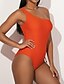 economico Un pezzo-Per donna Essenziale Arancione Collo alto Slip Intero Costumi da bagno Costume da bagno - Tinta unita S M L Arancione