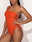preiswerte Einteiler-Damen Grundlegend Orange Stehkragen Unterhosen Einteiler Bademode Badeanzug - Solide S M L Orange