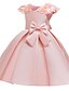 cheap Girls&#039; Dresses-Kids Little Dress Girls&#039; Solid Colored Pink Dusty Rose Red Knee-length Cotton Short Sleeve Active Sweet Dresses New Year Slim