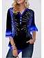 abordables Tops &amp; Blouses-Mujer Camiseta Bloques Azul Piscina