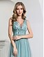 cheap Bridesmaid Dresses-A-Line Bridesmaid Dress Plunging Neck Sleeveless Elegant Floor Length Tulle / Sequined with Sequin 2021