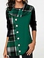 economico Tops &amp; Blouses-Per donna maglietta A quadri Manica lunga Quotidiano Top Viola Verde