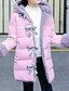 cheap Girls&#039; Jackets &amp; Coats-Kids Girls&#039; Down &amp; Cotton Padded Black Gray Pink Solid Colored Basic Winter 4-12 Years School