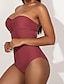 preiswerte Einteiler-Damen Grundlegend Rote Bandeau Cheeky-Bikinihose Unterhosen Einteiler Bademode Badeanzug - Solide Rüsche S M L Rote
