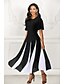 cheap Elegant Dresses-Women&#039;s Swing Dress Maxi long Dress Black Short Sleeve Black &amp; White Color Block Spring &amp; Summer Round Neck Hot 2021 M L XL