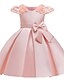 cheap Girls&#039; Dresses-Kids Little Dress Girls&#039; Solid Colored Pink Dusty Rose Red Knee-length Cotton Short Sleeve Active Sweet Dresses New Year Slim