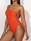 preiswerte Einteiler-Damen Grundlegend Orange Stehkragen Unterhosen Einteiler Bademode Badeanzug - Solide S M L Orange