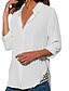 economico Tops &amp; Blouses-Per donna Camicia Blusa Nero Bianco Giallo Tinta unita Manica lunga Giornaliero Colletto Standard