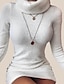 baratos Vestidos BODYCON-Mulheres Solto Branco Manga Longa Cor Sólida Tricotado Gola Alta Básico Casual Crochê S M L XL