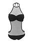 preiswerte Einteiler-Damen Ein Stück Badeanzug Spitze Schwarz Rosa Bademode Halfter Badeanzüge