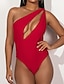 preiswerte Einteiler-Damen Grundlegend Rote Einteiler Bademode Badeanzug - Solide S M L Rote