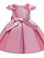 preiswerte Kleider für Mädchen-Kinder Wenig Kleid Mädchen Einfarbig Rosa Pudriges Rosa Rote Knielang Baumwolle Kurzarm Aktiv Süß Kleider Silvester Schlank