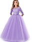 baratos Vestidos para Meninas-Infantil Pouco Vestido Para Meninas Cor Sólida Flor Festa Casamento Vestido Swing Cor de menta Tipo A Tipo B Renda Tule Elegante Princesa Vestidos