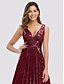 cheap Maxi Dresses-A-Line Elegant Wedding Guest Prom Formal Evening Dress Plunging Neck Sleeveless Floor Length Nylon Polyester with Sequin 2021