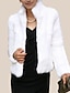 abordables Women&#039;s Coats &amp; Jackets-Mujer Corto Abrigo Blanco Negro Invierno Escote Chino Ajuste regular S M L XL XXL 3XL / Manga Larga