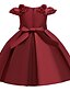 preiswerte Kleider für Mädchen-Kinder Wenig Kleid Mädchen Einfarbig Rosa Pudriges Rosa Rote Knielang Baumwolle Kurzarm Aktiv Süß Kleider Silvester Schlank