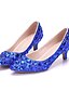 cheap Pumps &amp; Heels-Women&#039;s Wedding Shoes Glitter Crystal Sequined Jeweled Wedding Party &amp; Evening Solid Colored Rhinestone Crystal Sparkling Glitter Low Heel Pointed Toe Vintage Minimalism PU Loafer Blue Gold