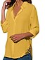 preiswerte Tops &amp; Blouses-Damen Hemd Bluse Schwarz Weiß Gelb Einfarbig Langarm Täglich Hemdkragen Regular Fit