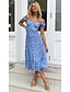 cheap Boho Dresses-Women&#039;s Shift Dress Blue Sleeveless Geometric Print Off Shoulder Basic S M L XL