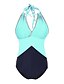 baratos Peça única-Mulheres Uma pedaço roupa de banho Estampa Colorida Rosa Verde Claro Azul Marinha Roupa de Banho Underwire Fatos de banho