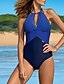 cheap One-Pieces-Women&#039;s One Piece Swimsuit Color Block Blushing Pink Light Green Navy Blue Swimwear Underwire Bathing Suits