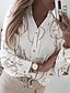 cheap Tops &amp; Blouses-Women&#039;s Shirt Geometric Round Neck Daily Long Sleeve Tops White