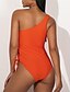 abordables Una pieza-Mujer Básico Naranja Cuello Alto Slips Una Pieza Bañadores Traje de baño - Un Color S M L Naranja