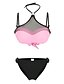 cheap Tankini-Women&#039;s Swimwear Bikini Swimsuit Color Block Blue Black Pink Light Green Swimwear Underwire Bathing Suits