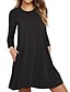 cheap Casual Dresses-Women&#039;s A Line Dress Short Mini Dress Black Purple Wine Army Green Gray Royal Blue Long Sleeve Solid Colored Spring &amp; Summer Round Neck Hot 2021 S M L XL XXL