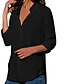abordables Tops &amp; Blouses-Mujer Camisa Blusa Negro Blanco Amarillo Color sólido Manga Larga Diario Cuello Camisero Ajuste regular