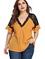 cheap Plus Size Tops-Women&#039;s T shirt Plain Color Block Round Neck Tops Red Yellow Blushing Pink