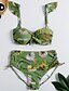 cheap Bikini-Women&#039;s Bandeau Basic Bikini Swimsuit Lace up Print Floral Swimwear Bathing Suits Green