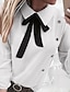 cheap Tops &amp; Blouses-Women&#039;s Shirt Solid Colored Shirt Collar Daily Long Sleeve Tops White Pink
