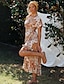 abordables Robes Bohêmes-Femme Robe Fourreau Orange Manches Courtes Géométrique Col en V Mince S M L XL / Maxi