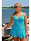 cheap Plus Size Swimwear-Women&#039;s One Piece Swimsuit Black Blue Plus Size Swimwear Bandeau Bathing Suits