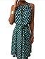 cheap Casual Dresses-Women&#039;s Sheath Dress Green Black Wine Gray Navy Blue Yellow Sleeveless Polka Dot Jewel Neck Elegant Slim S M L XL XXL 3XL 4XL 5XL