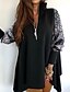 cheap Tops &amp; Blouses-Women&#039;s Coat Daily Regular Coat Stand Collar Regular Fit Jacket Long Sleeve Color Block Black