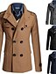 cheap Best Sellers-men&#039;s winter trench coat double breasted pea coat notched collar overcoat business down jacket (black,medium)
