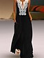 cheap Maxi Dresses-Women&#039;s Sheath Dress Maxi long Dress Black Sleeveless Color Block Deep V Hot Elegant Slim S M L XL XXL