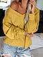 cheap Sweaters &amp; Cardigans-Women&#039;s T shirt Solid Colored V Neck Daily Long Sleeve Loose Tops Green Blue White