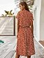 billige Boheme-inspirerede kjoler-Dame A Linje Kjole Orange Kortærmet Geometrisk V-hals S M L XL