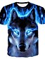 cheap T-Shirts-Women&#039;s T shirt 3D Animal Round Neck Daily Short Sleeve Tops Basic Blue