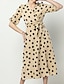 cheap Elegant Dresses-Women&#039;s Sheath Dress Blue White Black Beige Half Sleeve Polka Dot V Neck S M L XL XXL