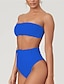 cheap Tankini-Women&#039;s Tankini Swimsuit Geometric Leopard Lace up Print Bandeau Normal Swimwear Bathing Suits Light Blue White Black / Bikini / Floral