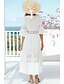 billige Boheme-inspirerede kjoler-Dame A Linje Kjole Midikjole Hvid Halvlange ærmer Helfarve Forår sommer V-hals 2021 S M L XL