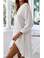 cheap Casual Dresses-Women&#039;s A Line Dress White Long Sleeve Polka Dot Deep V Hot S M L XL