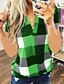 cheap T-Shirts-Women&#039;s T shirt Plaid V Neck Daily Short Sleeve Tops Green Blue Purple