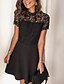 cheap Elegant Dresses-Women&#039;s A Line Dress Knee Length Dress Black Short Sleeve Solid Color Round Neck S M L XL / Little Black
